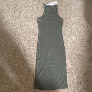 Zara fitted gray ribbed dress